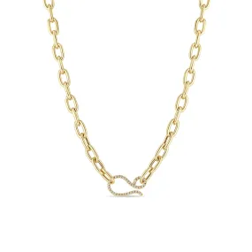 14k Extra Large Square Oval Chain with Diamond Hook Closure