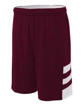 A4 N5334 10" Reversible Speedway Short - Maroon White