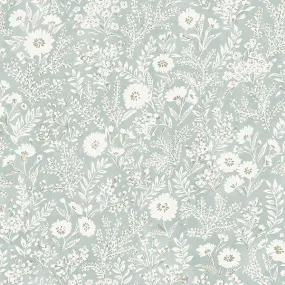 Agathon Seafoam Floral Wallpaper from the Delphine Collection