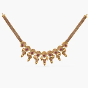 Azba Leafy Floral Antique Necklace