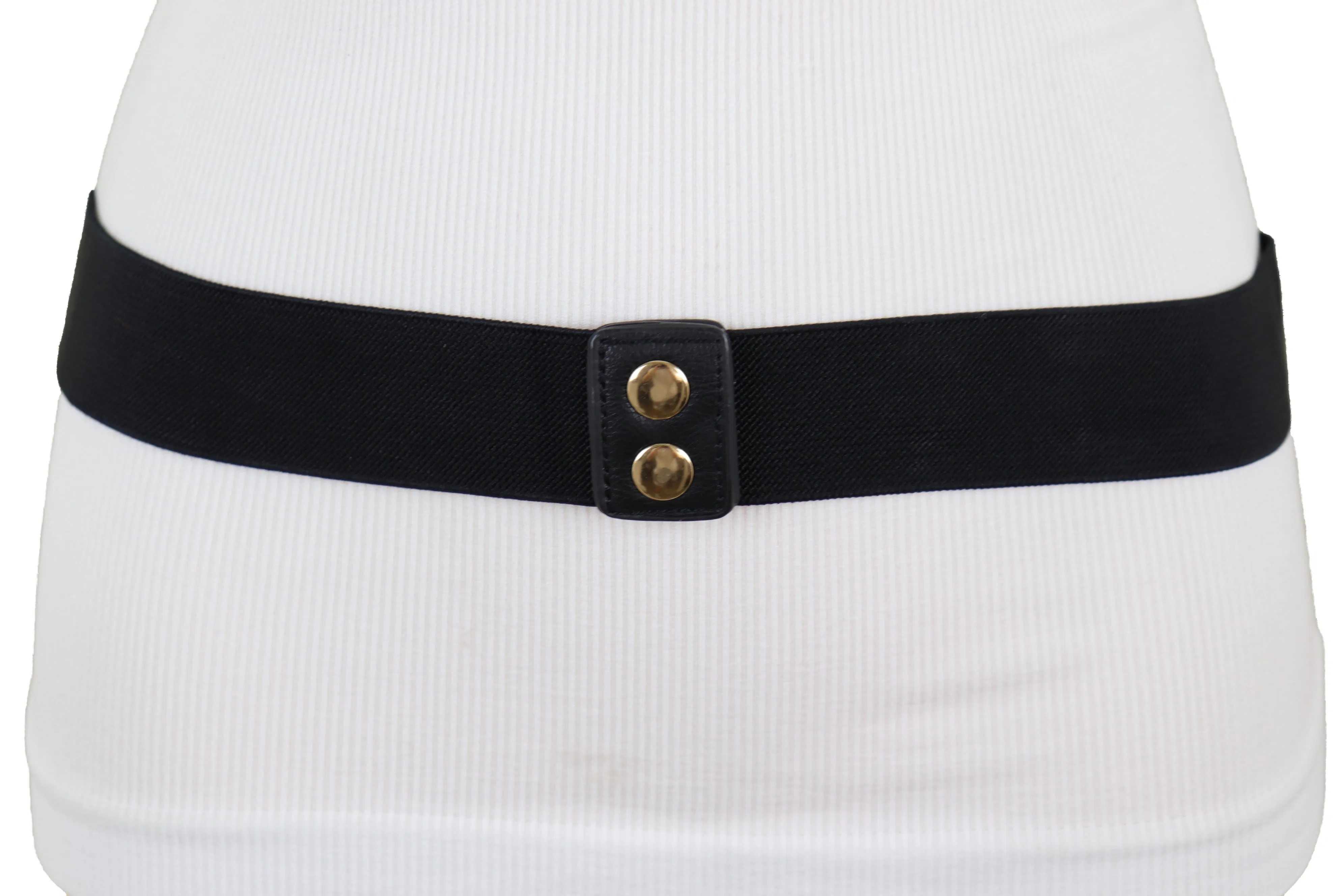 Black Stretch Waistband Fashion Belt Hip Waist Gold Metal XX Charm Fit S M