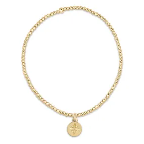 Classic Gold 2mm Bead Bracelet- Direction Gold Disc