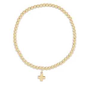 Classic Gold 3mm Bead Bracelet - Signature Cross Gold Charm