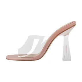 Clear Heel Slip On Sandals Mules