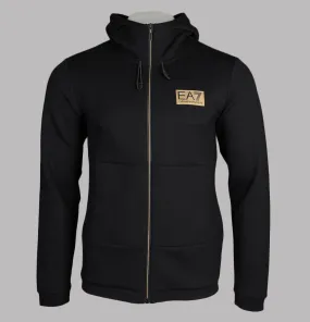 EA7 Gold Logo Zip Through Sweatshirt Black/Gold