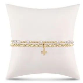 Full of Hope Pearl Stack - Signature Cross Gold Charm