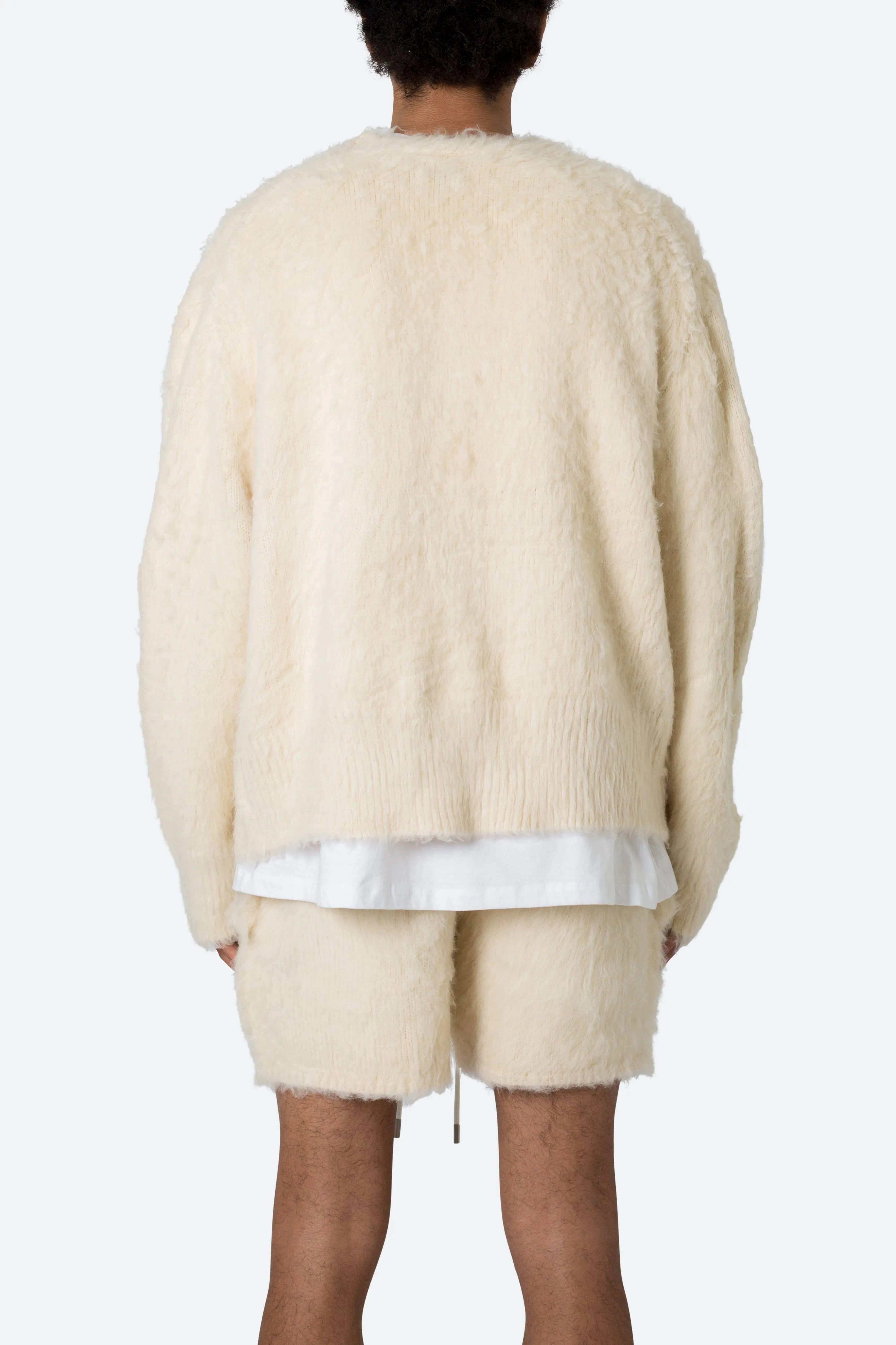 Fuzzy Cardigan Sweater - Off White