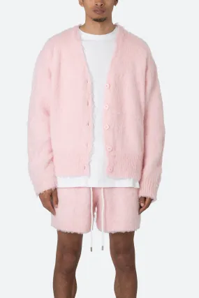 Fuzzy Cardigan Sweater - Pink