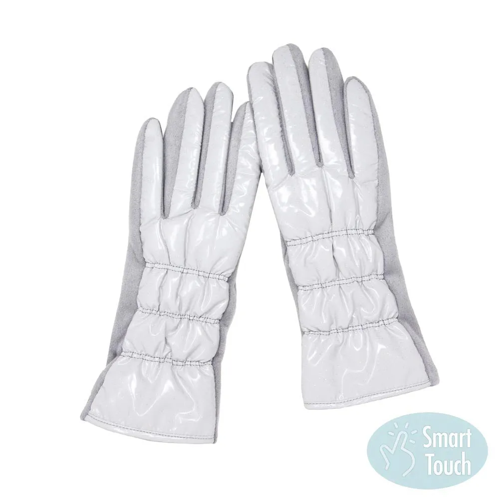 Glittered Shiny Padded Puffer Smart Gloves