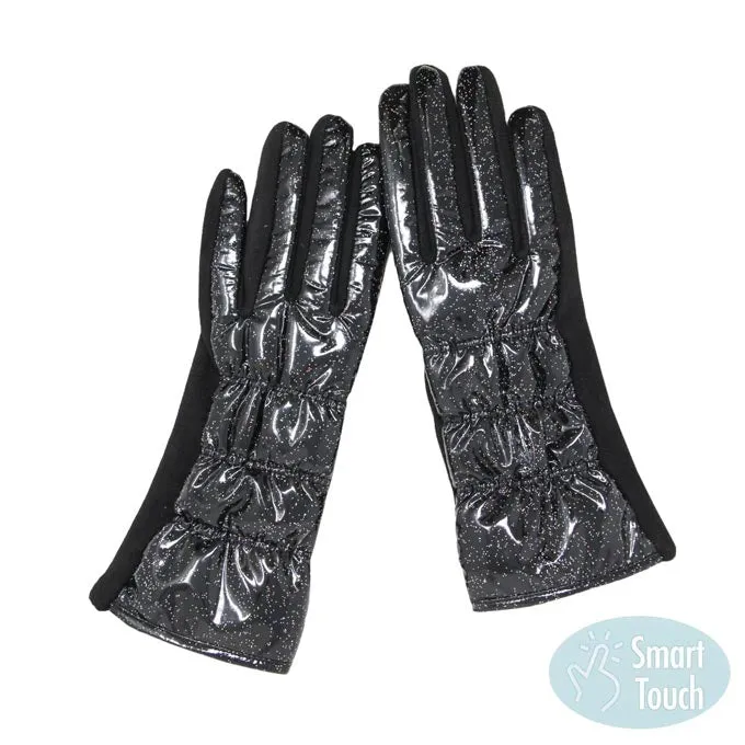 Glittered Shiny Padded Puffer Smart Gloves