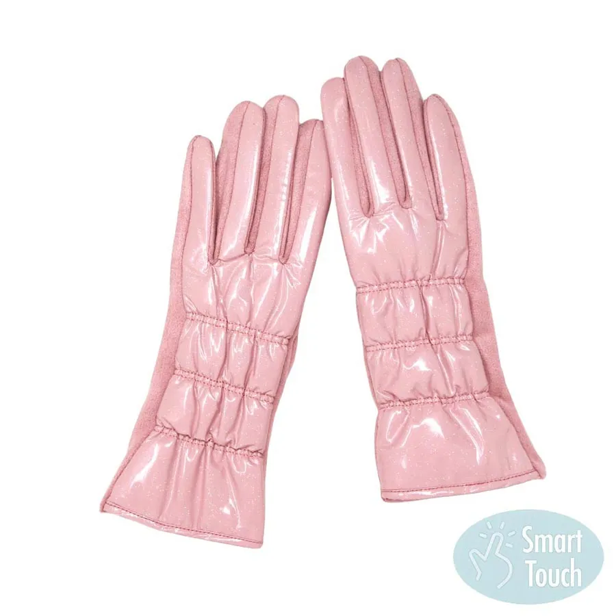 Glittered Shiny Padded Puffer Smart Gloves