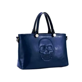 Mechaly Women's Skully Blue Vegan Leather Skull Handbag