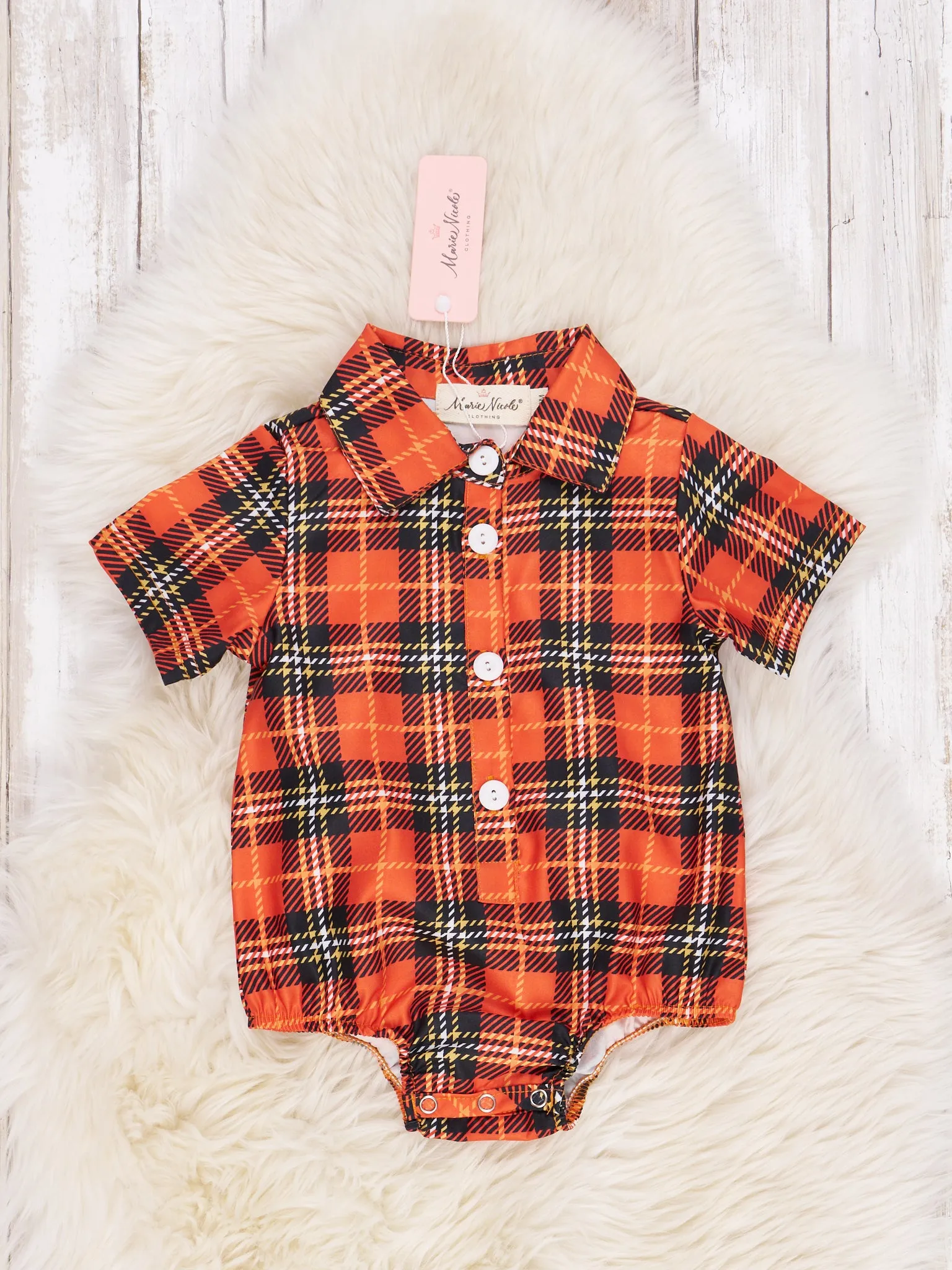 Orange Plaid Fall Romper