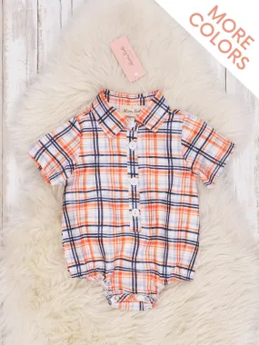 Orange Plaid Fall Romper