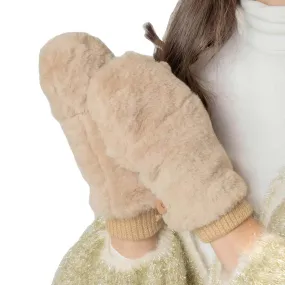 Solid Faux Fur Mitten Gloves