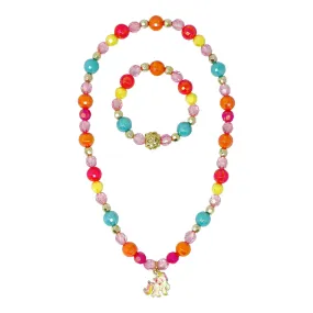 Unicorn Rainbow Charm Necklace and Bracelet Set