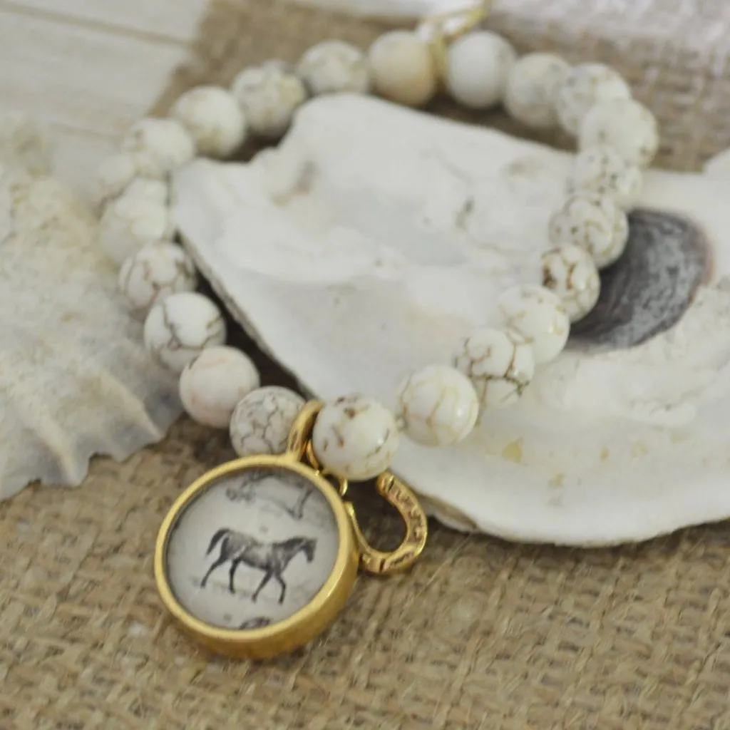 Vintage Horse Chart SemiPrecious Beaded Charm Bracelet